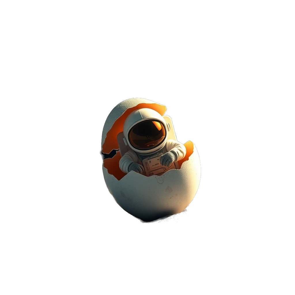 astronaut in an egg with a transparent background