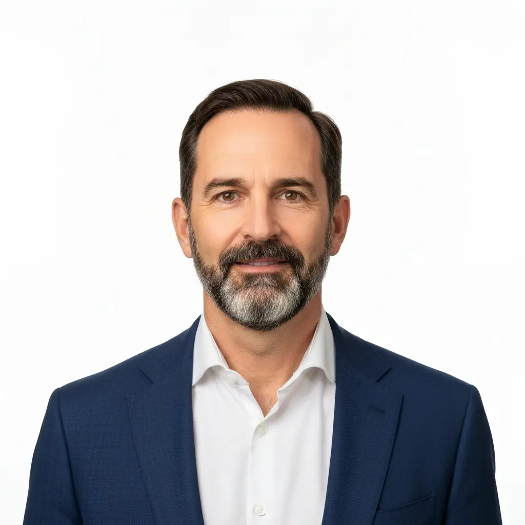 passport photo of a man on a white background