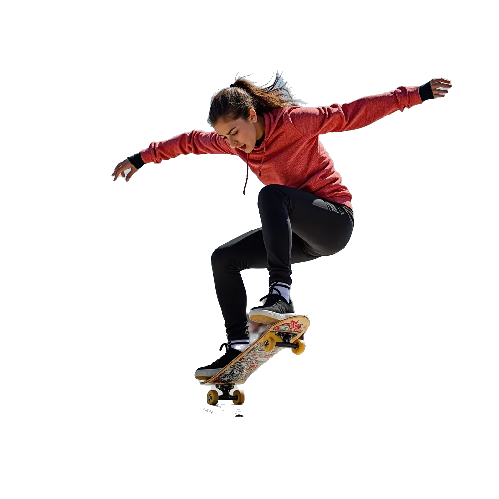 woman on a skate with a transparent background.webp